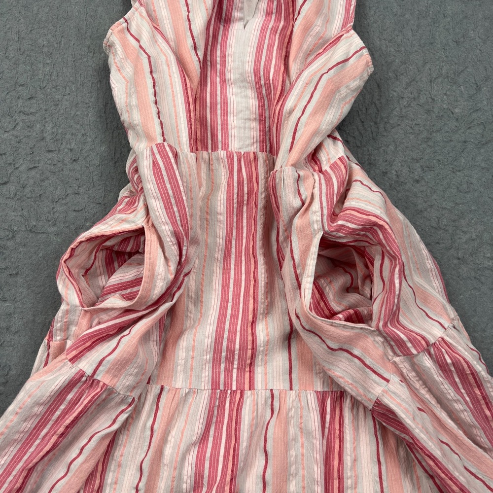 J Jill Dress Women's XL Pink Striped Sleeveless Lined Tiered Lined Maxi Boho - Picture 8 of 10